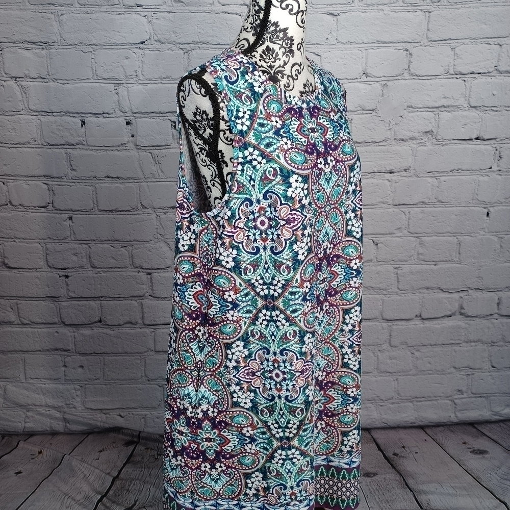 Apt 9 womens sleeveless stretch knit paisley print size large popover dress b11 - Picture 5 of 9